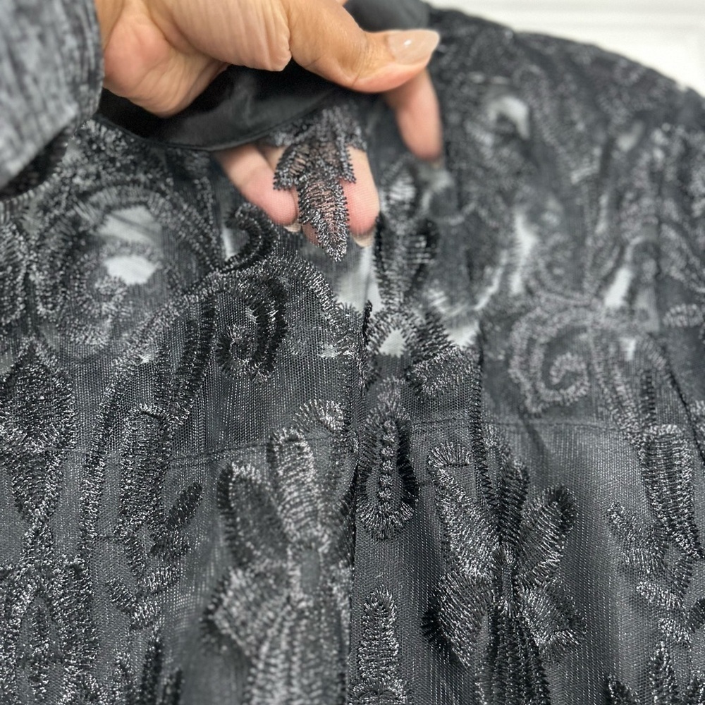 NWOT XPluswear Elegant Black Embroidered Evening Gown - Picture 4 of 9
